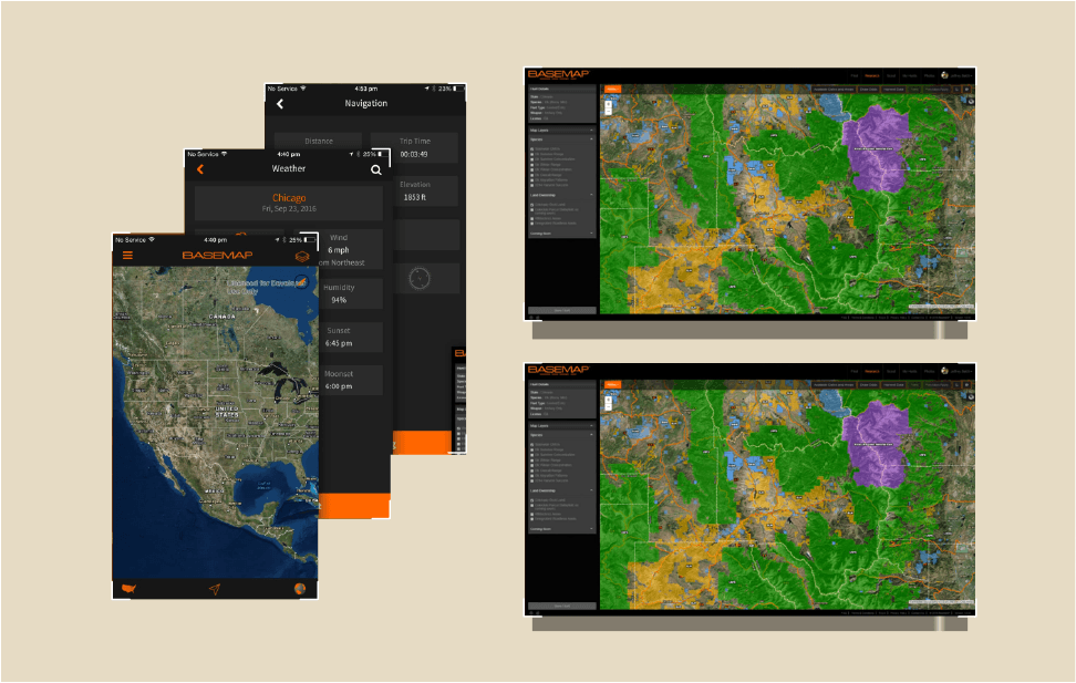 Basemap-web and app screenshots