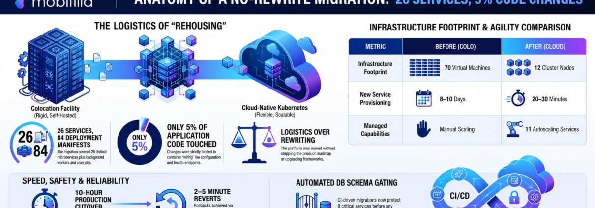 No-Rewrite Cloud Migration: 26 Services, 5% Code Changes